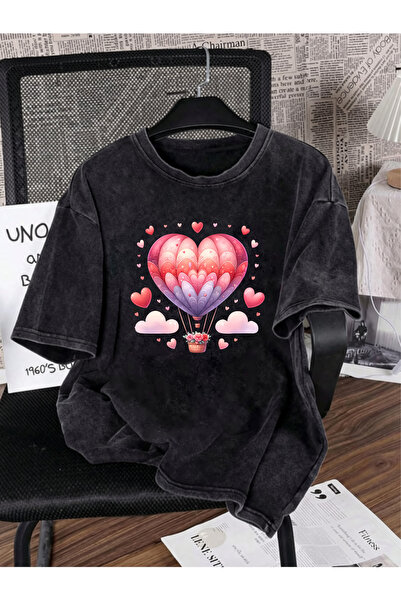 Pink Sky Unisex Oversize Vintage Washed Street Style Μόδα του δρόμου Βαμβακερ...