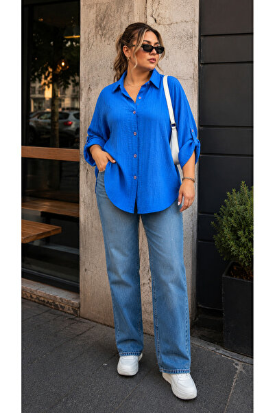 get crazy collection Women's Sleeves Folded Shirt in Battal Size
