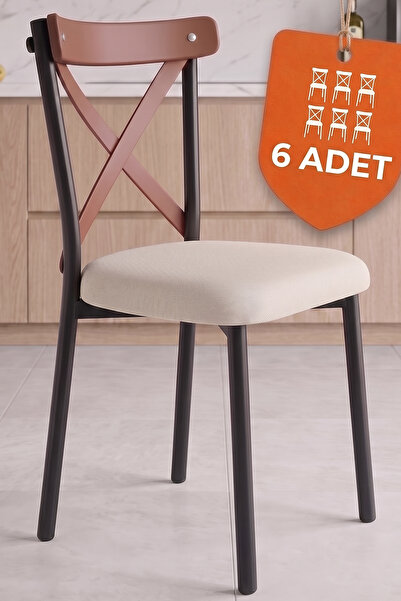 VIANEM Tonet 6 Adet Keten Mutfak Sandalyesi Yemek Odası Bahçe Balkon Otel Res...