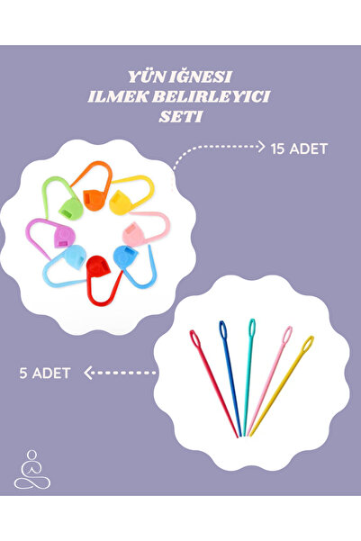 Aşk Müzesi İlmek Belirleyici ve Plastik Yün İğne Seti, 15 Adet İlmek Belirley...