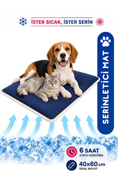 Serinletici Mat 40x60 cm, 4 Mevsim Kedi ve Köpek Matı | Sıcak & Soğuk Kullanılabilen Jel Dolgulu Minder Yatak