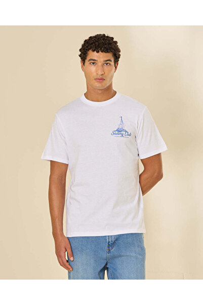 REDTAG Men White Graphic T-Shirt