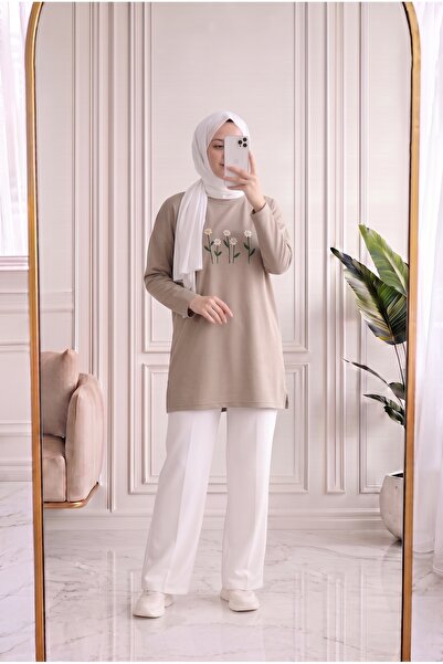 MİHRA STORE Laleay Elegantna bluza sa 5 izvezenih margarita-SS13148 Kamen