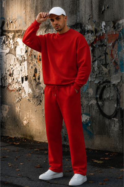 BayBayan Men's 3-Yarn Shardonded Crewneck Sweatshirt Track Suit