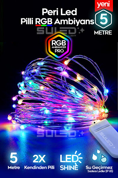 SULED Peri Led 5 Metre Led Işık RGB- Çok Renkli Pilli Dekoratif Ambiyans Süsleme Ledleri