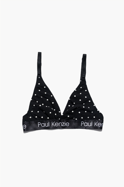 Paul Kenzie Patterned Triangle Sports Bralet - Polka Dot