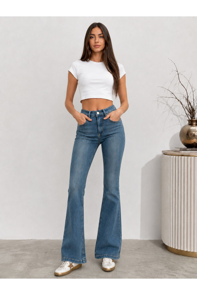 bluemarlin Tint-Processed Pre-Processed Lycra Full-Fit Denim Spanish Flare Je...