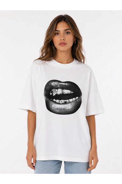 Compostela Unisex Women's Men's Lip and Mouth Charm Printed Oversize Thick Fa...