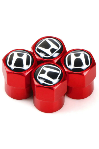 GARDENAUTO Honda Logo Aluminum Cover 4 Pieces Valve Cover (Red)