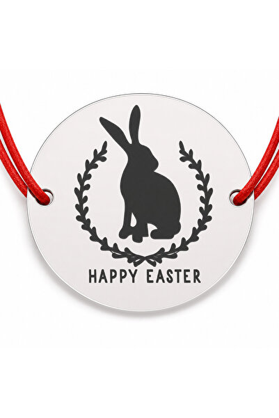 Simoshop Brățară argint 925 cu bănuț iepuraș Happy Easter, șnur reglabil