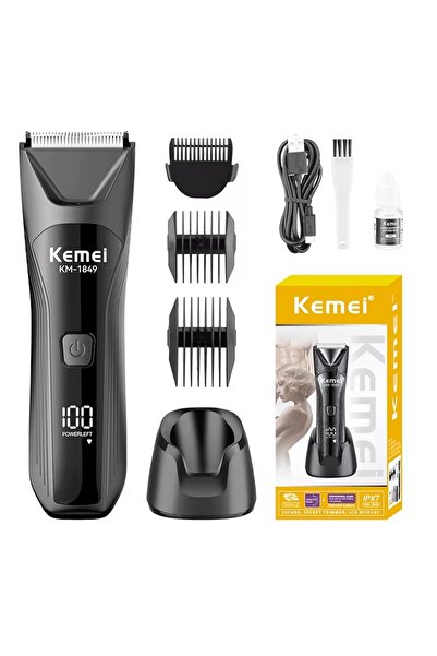 Kemei KM-1849 Professional Metal Hair Clipper Skin Safe Groin Hair Clipper Tr...