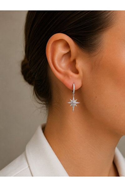 XUPING JEWELRY North Star Silver Color Steel Earrings with Zircon Stones