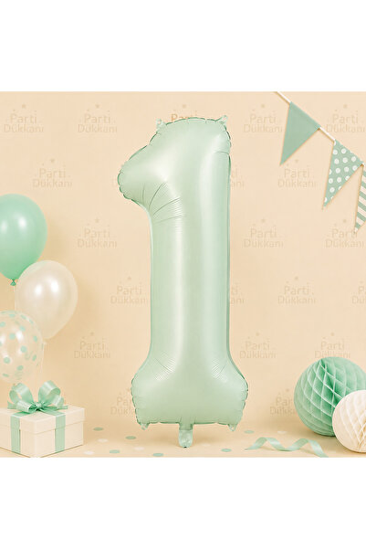 Parti Dükkanı 16 Inch 36 cm Green 1 Number Foil Balloon Birthday Age Balloon ...