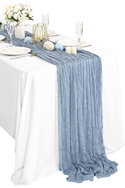 MAKINGTEC Cheesecloth Table Runner 35 x 118 Inch Gauze Tablecloth Boho Weddin...