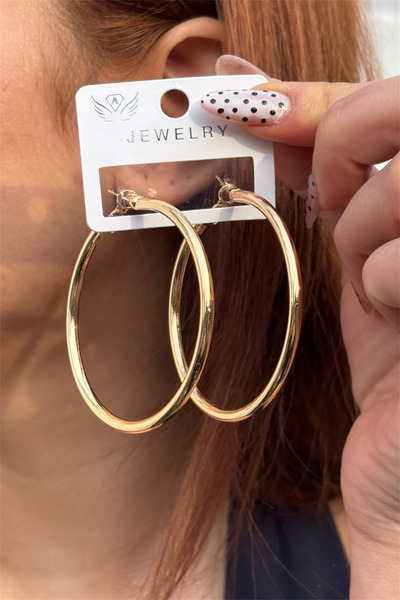 TAKIPORT Gold Color Medium Size Hoop Women's Earrings
