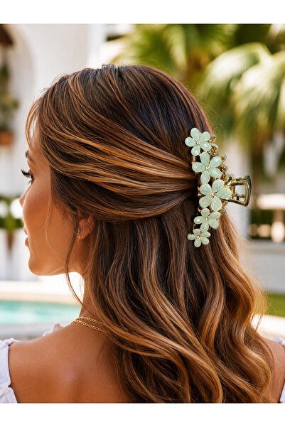 Elmosia Jewelry Pinterest Floral Hairpin Buckle 14K Large Size Korean Style H...