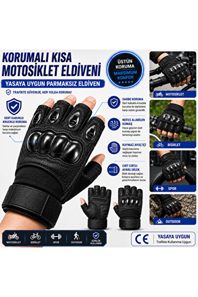 Hard Guard Yarım Parmak Motosiklet Eldiveni Korumalı Yazlık Scooter Bisiklet ...