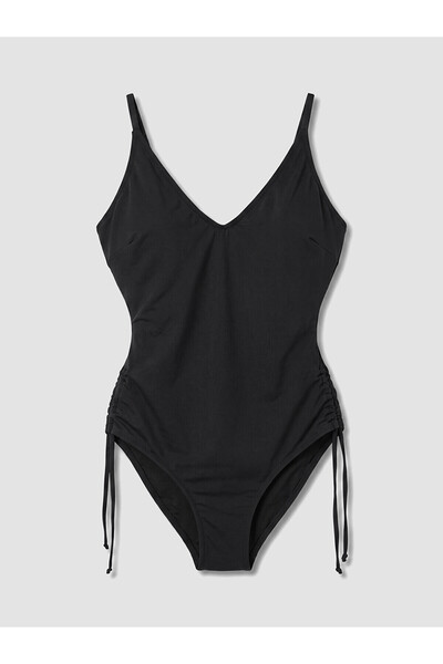 LC Waikiki Nevavm Women's Swimsuit with V-Neck and Ruffle Detail
