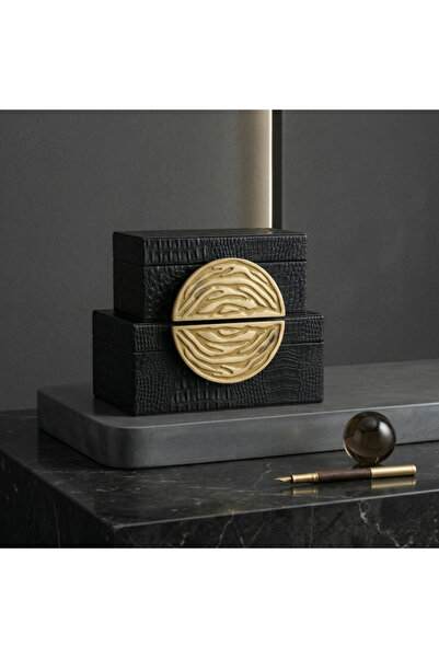 Generic Brand Set of Two Leather Cases - Black and Gold - 9.5X12X21.5 cm - 10...