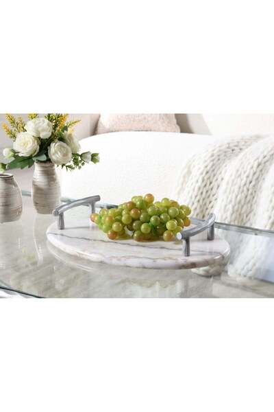 Roots Furniture Luxo Marble Tray Silver Hands