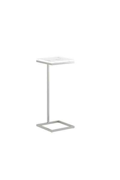 Roots Furniture طاولة مارتيني مربعة مطلية بالنيكل مقاس 10 بوصات مع رخام كارارا