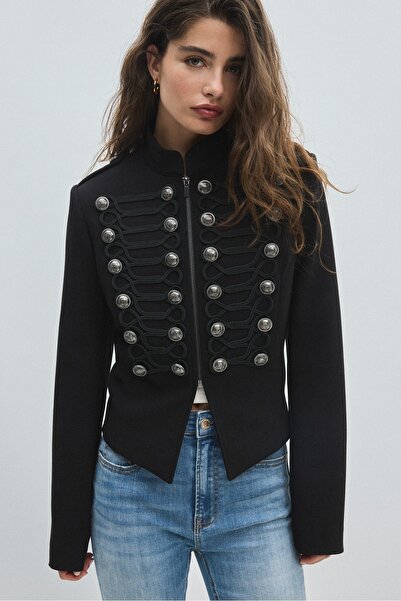 Stradivarius Metal düğmeli vücuda oturan blazer ceket