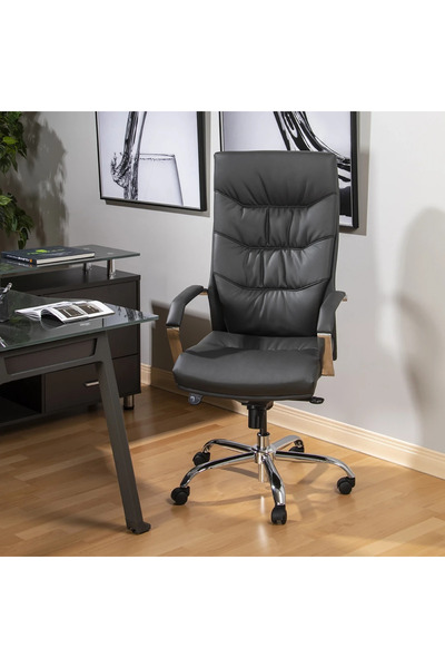 Midas Furniture كرسي بريجو متوسط الارتفاع أسود اللون