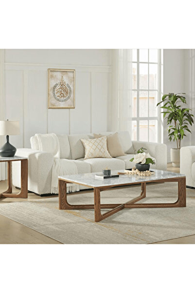 Roots Furniture طاولة قهوة بيرتونج بسطح رخامي