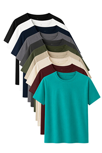 DK DAKSEL Men's 10-Pack Basic T-Shirt 100% Cotton Short Sleeve Color Set