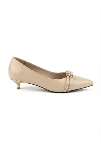Zerenyus Dowen Premium Beige Patent Leather Low Heel Shoes