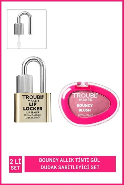 Troublemaker Lıp Locker Dudak Sabitleyici ve Bouncy Allık Tinti Gül