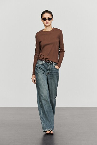 Massimo Dutti %100 pamuklu uzun kollu t-shirt