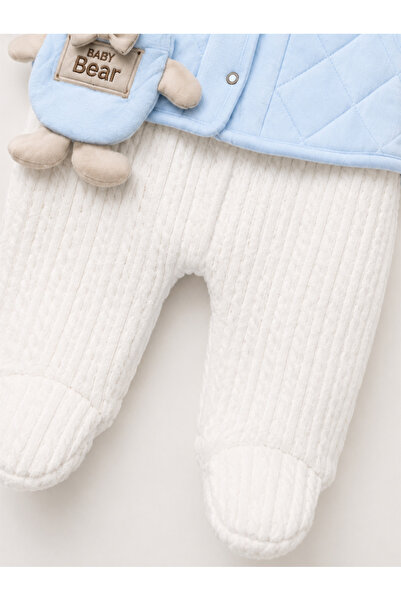 Kardeşler Bebe Baby Boy Hooded Wellsoft Jumpsuit and Quilted Vest Set