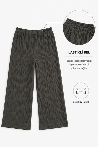 Albie Kadın Pantolon Casual Şık Beli Lastikli Örme Kumaş