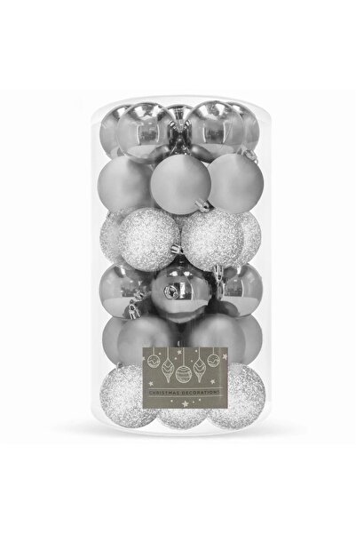 Danex Christmas bauble set, 30 pieces, 3 models, 6cm, silver,