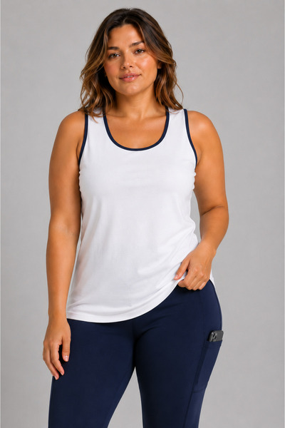 BANEGA Plus Size Sleeveless Thick Strap Ribbed 100% Cotton Combed Cotton Crew...