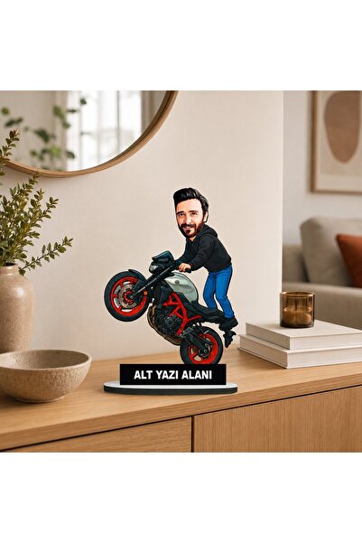 MK Sanart Kişiye Özel Motor Karikatürlü Biblo, Doğum Günü Hediyesi