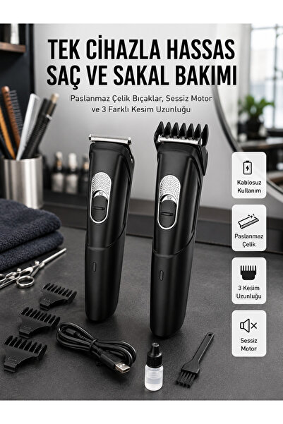 Genel Markalar Lazer Epilasyon Öncesi Kısaltma Şarjlı Saç Sakal Tıraş Makines...