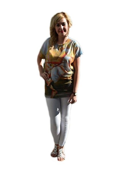OEM Tricou multicolor, maneca scurta, decolteu rotund, imprimeu fin