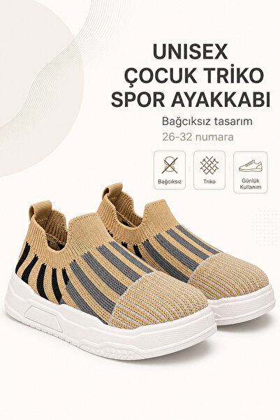 Ayakkabı Deryası Unisex Çocuk Bağcıksız Triko Çorap Spor Ayakkabı Günlük Snea...