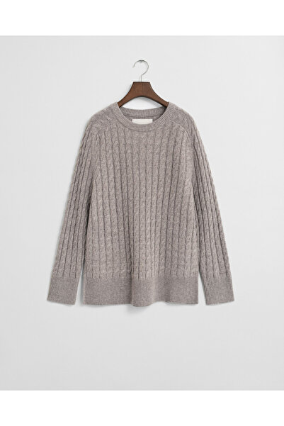 Gant Kadın Bej Relaxed Fit Bisiklet Yaka Yün Karışımlı Triko