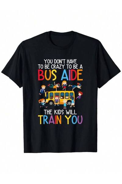 29CUN تي شيرت To Be A School Bus Aide Loose Style جديد للجنسين بأكمام قصيرة، ...