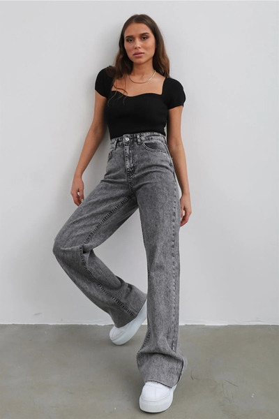 ArVib Smoked Wide Leg Jeans