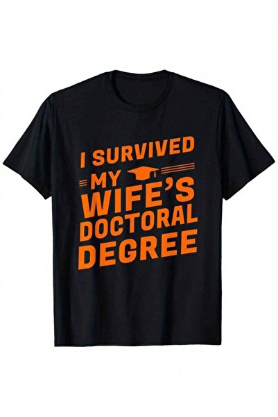 29CUN تي شيرت I Survived My Wife'S Doctoral Degree للرجال، تي شيرت فضفاض بأكم...