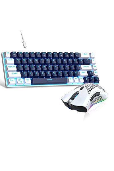 Timebox Pachet Gaming: Mouse wireless RGB (95g, Alb) + Tastatură mecanică 60%...