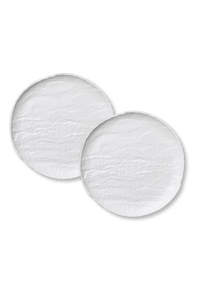 WILMAX ENGLAND Set 2x farfurii cină WILMAX WHITESTONE, porțelan rotund, Alb m...
