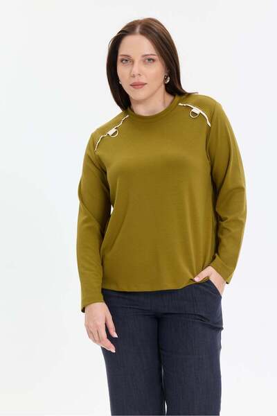KADO OUTLET Basic Women's Blouse with Metal Ring Detail