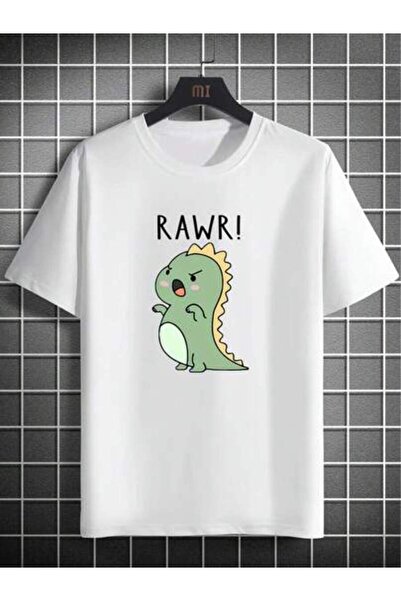 29CUN تي شيرت بنمط ديناصور لطيف - "RAWR! " تي شيرت صيفي خفيف الوزن مطبوع، بيا...