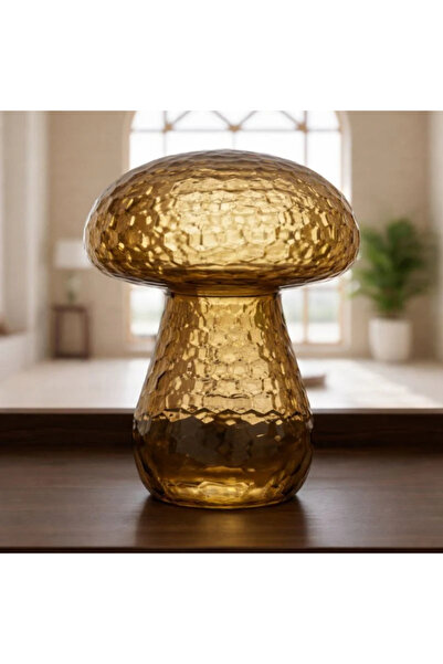 Generic Brand Gc-24/1220 Decorative Glass Mushroom - 31X25 cm - Smoked Brass