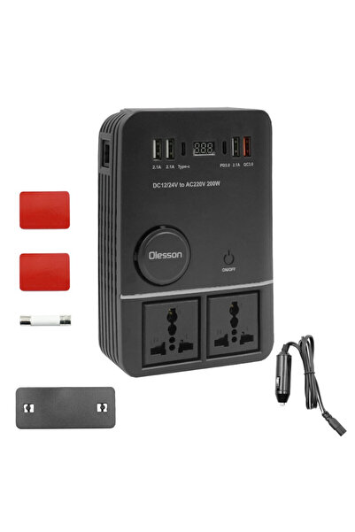 OEM Inverter Αυτοκινήτου 200W για Μετατροπή 12V – 24V DC σε 220V AC με 4xUSB ...